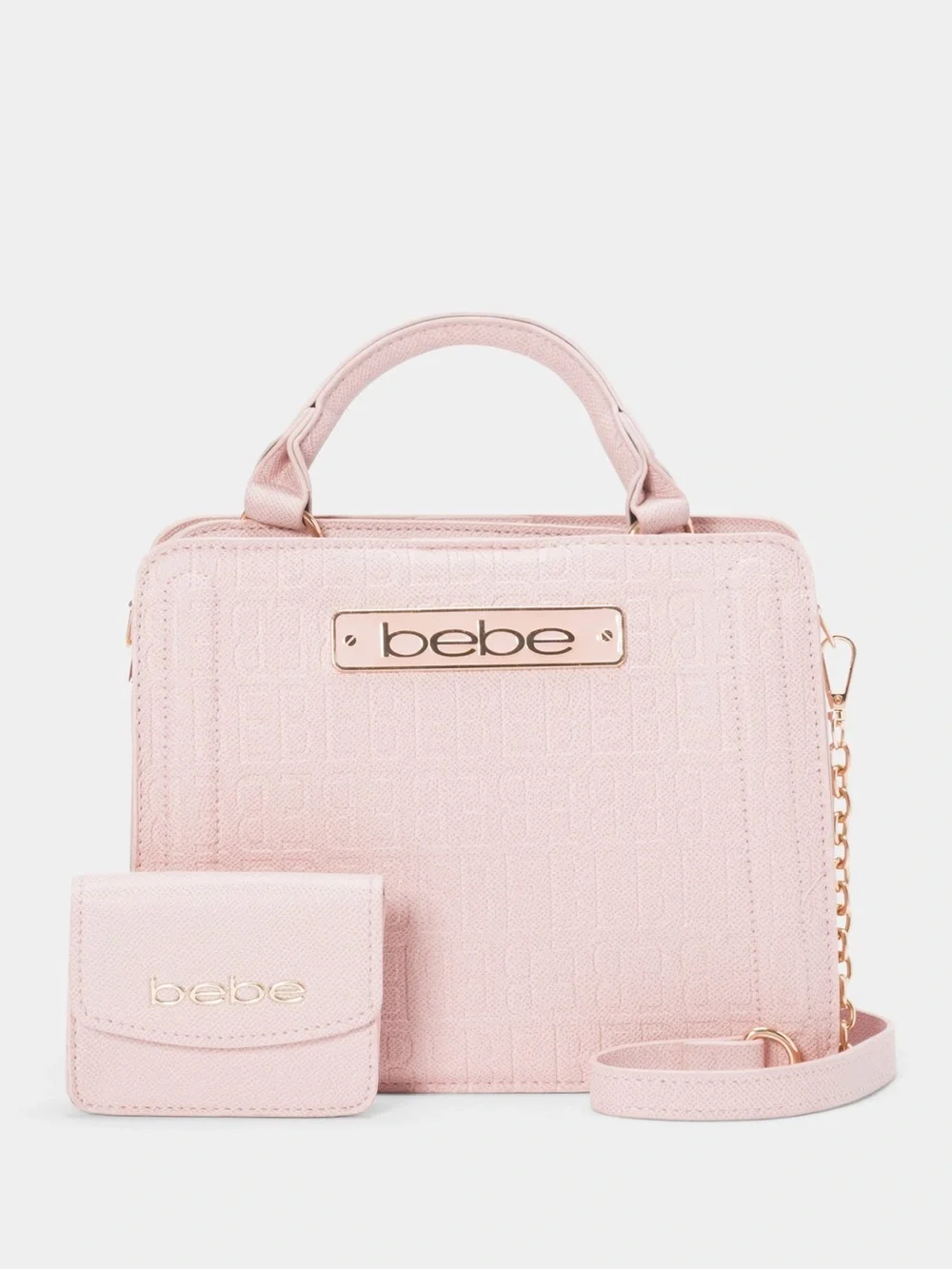 bebe Thea Small Satchel in Powder Pink with Cardholder (brand new with tags)